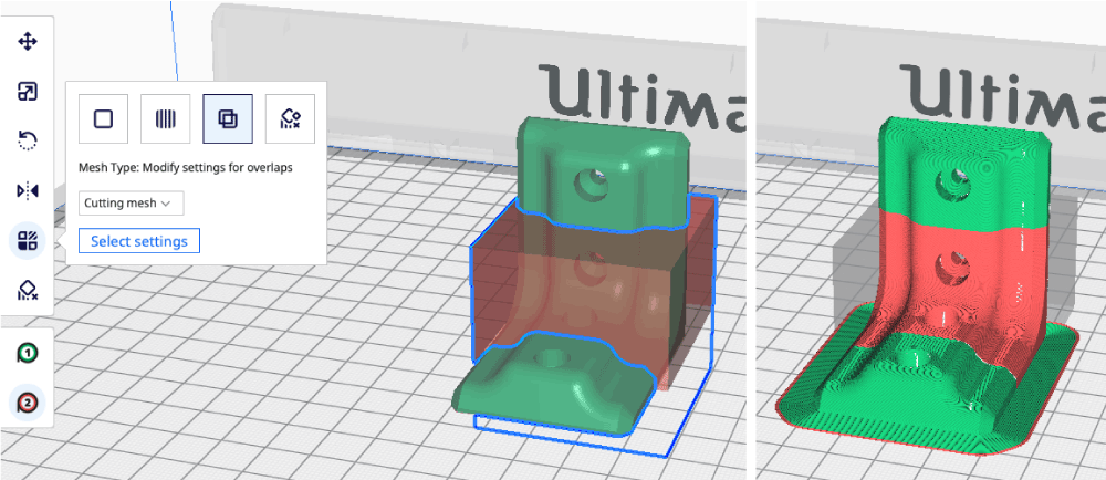 How to adjust print settings of a part of my model in UltiMaker Cura