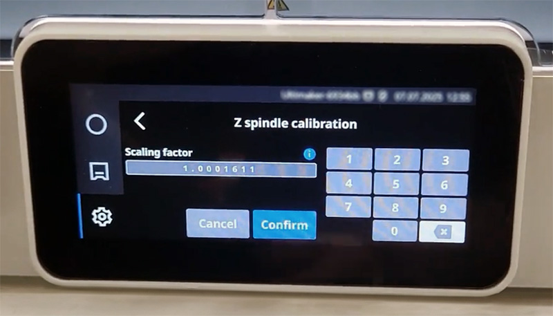 Z spindle - Scaling factor