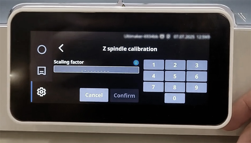 Z spindle - Scaling factor