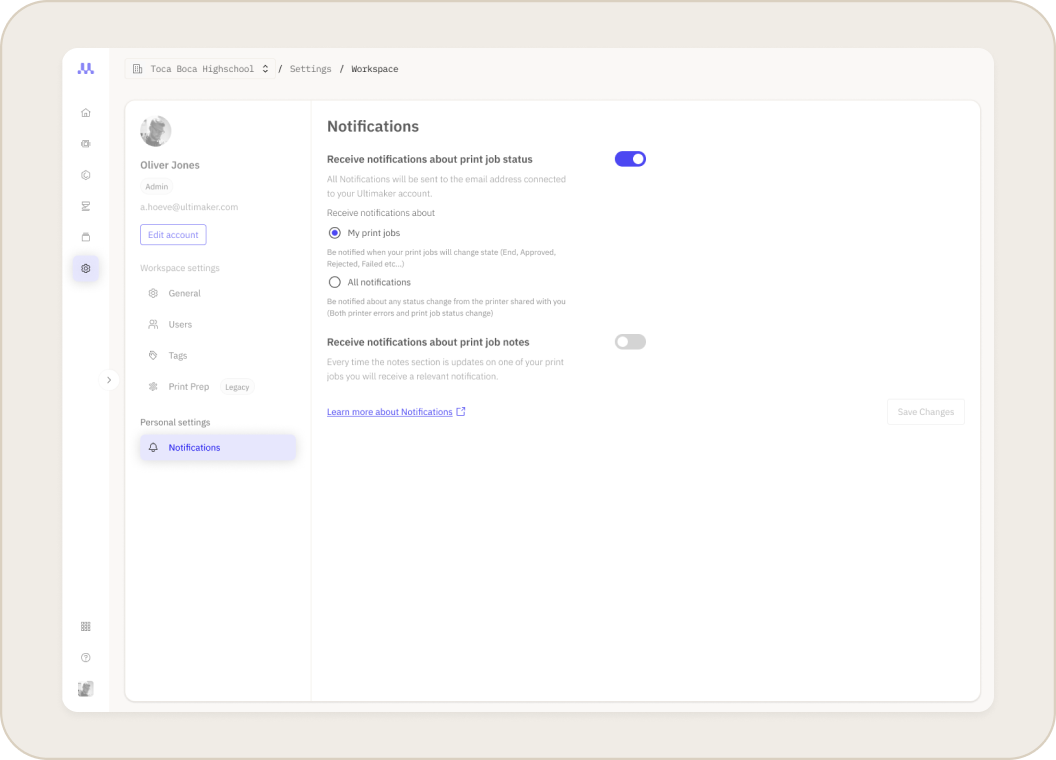 Manage Notifications