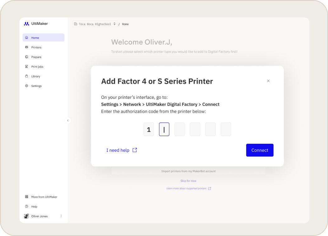 Connect your Printer to Digital Factory
